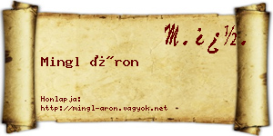 Mingl Áron névjegykártya